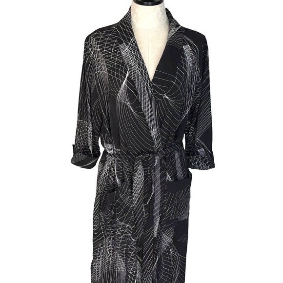 Smash + Tess Lightweight Robe Duster Womens Size M L Rayon Nylon Black White - Picture 6 of 9